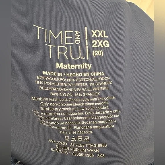 MATERNITY Pants and Shorts 1 pair each Time and Tru size 20 XXG - Picture 7 of 8